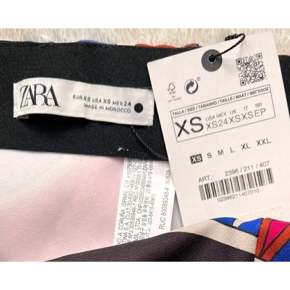 NWT Zara Blogger’s Favorite Multicolored High Waisted Printed Dart Skirt